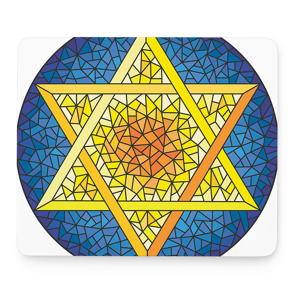 Stained Glass Star of David Print Mouse Pad