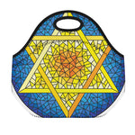 Stained Glass Star of David Print Neoprene Lunch Bag