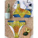 Stained Glass Star of David Print One Shoulder Bikini Top