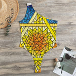 Stained Glass Star of David Print One Shoulder Bodysuit