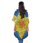 Stained Glass Star of David Print Open Front Beach Cover Up