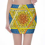 Stained Glass Star of David Print Pencil Mini Skirt