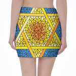 Stained Glass Star of David Print Pencil Mini Skirt