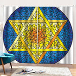 Stained Glass Star of David Print Pencil Pleat Curtains