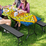 Stained Glass Star of David Print Picnic Table Cover