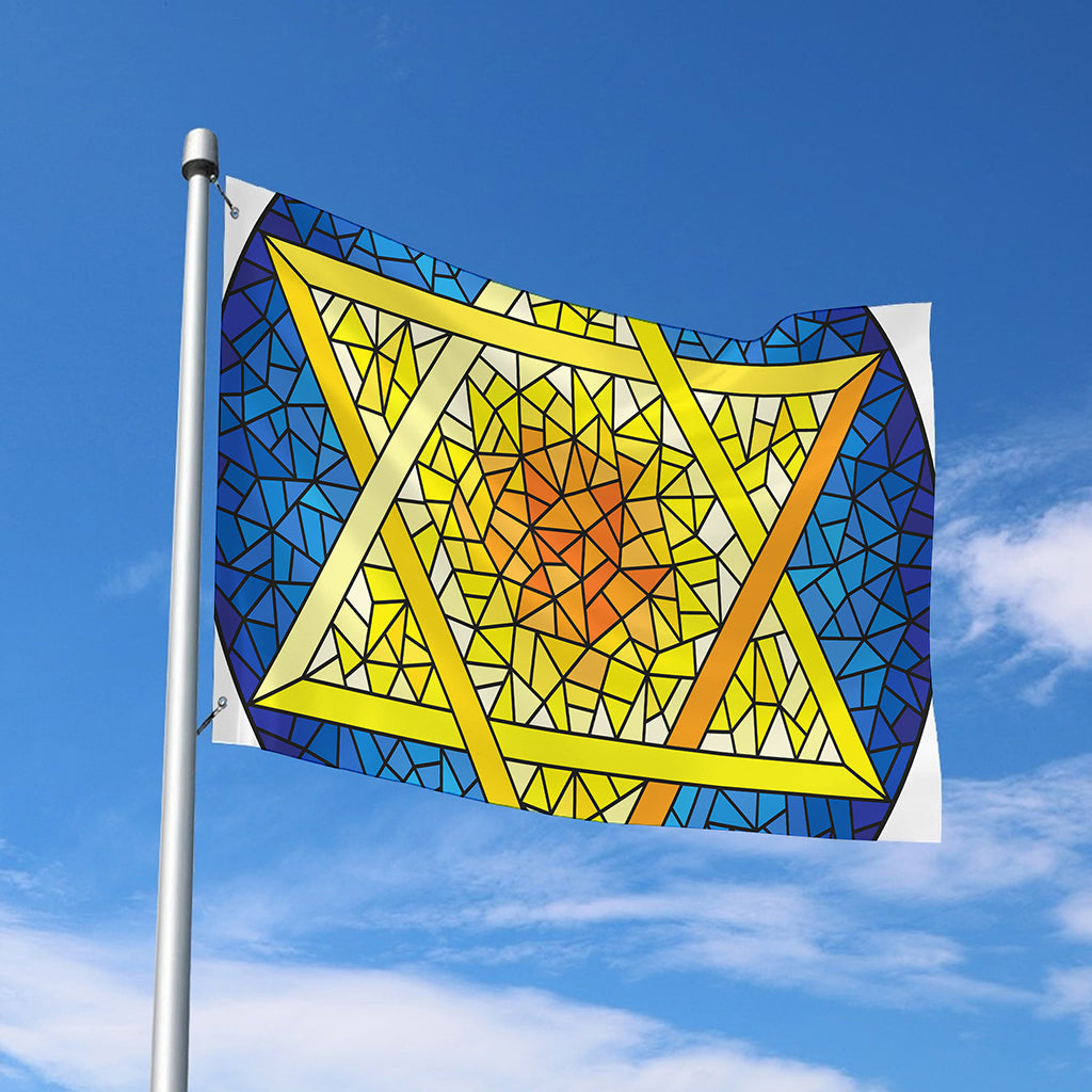 Stained Glass Star of David Print Polyester Flag