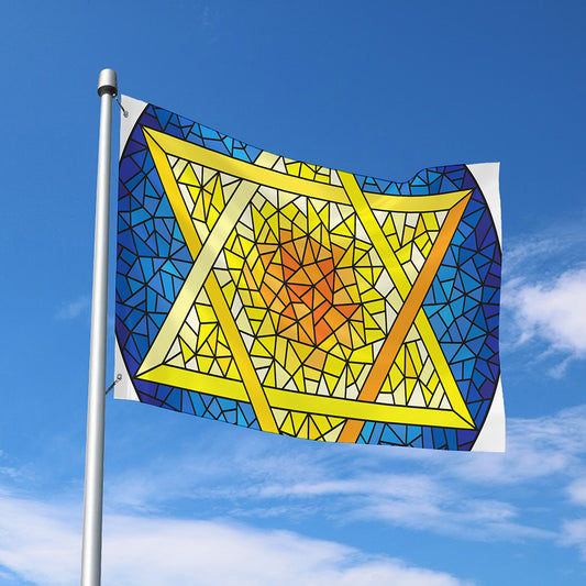 Stained Glass Star of David Print Polyester Flag