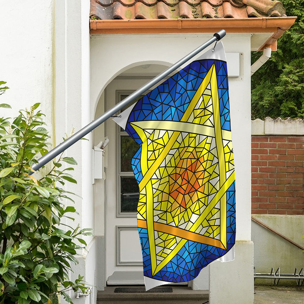 Stained Glass Star of David Print Polyester Flag