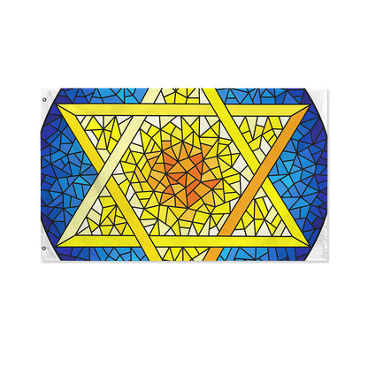 Stained Glass Star of David Print Polyester Flag