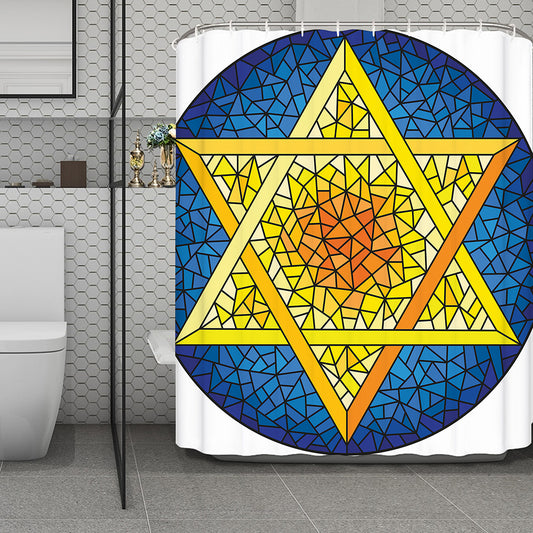 Stained Glass Star of David Print Polyester Shower Curtain