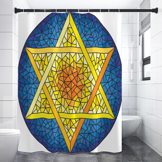 Stained Glass Star of David Print Premium Shower Curtain