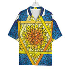 Stained Glass Star of David Print Rayon Hawaiian Shirt