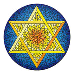 Stained Glass Star of David Print Round Blanket