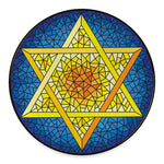 Stained Glass Star of David Print Round Floor Mat