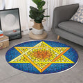 Stained Glass Star of David Print Round Rug