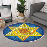 Stained Glass Star of David Print Round Rug
