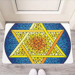 Stained Glass Star of David Print Rubber Doormat