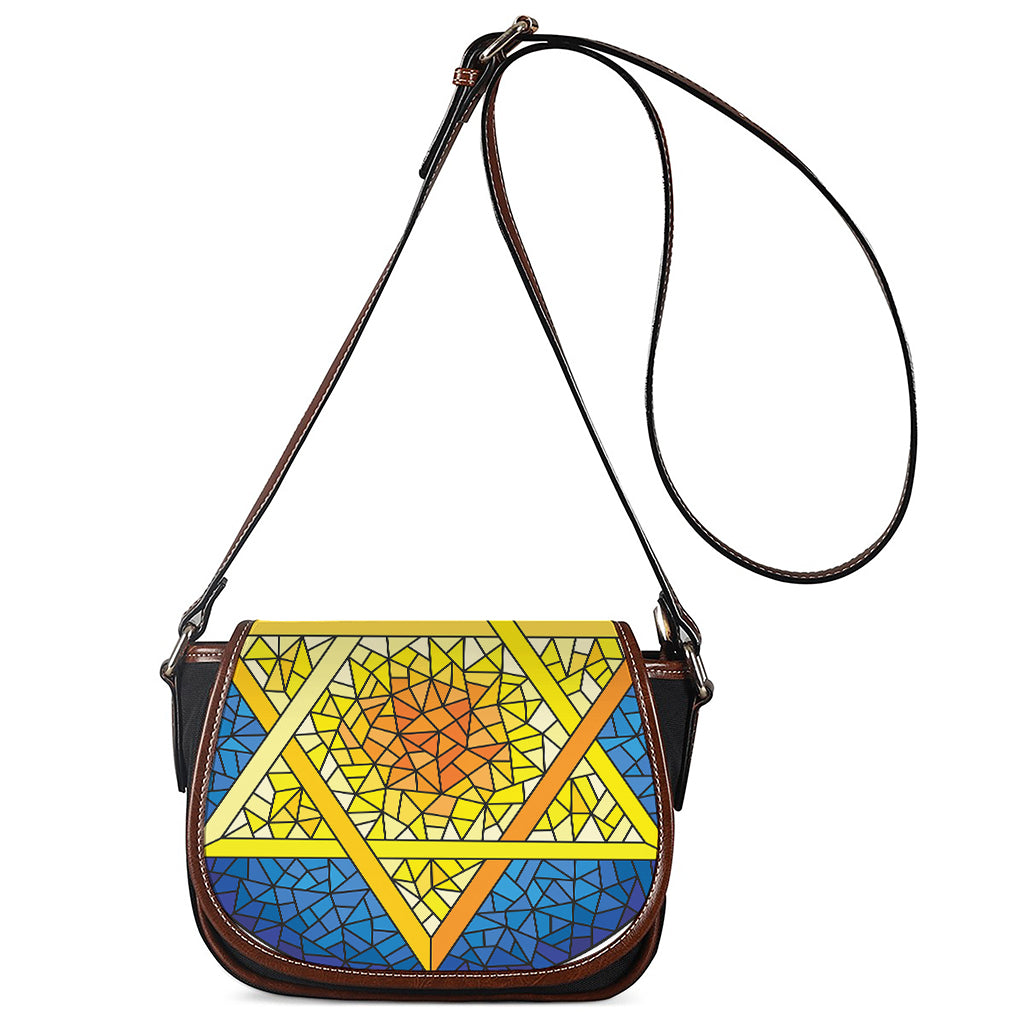 Stained Glass Star of David Print Saddle Bag
