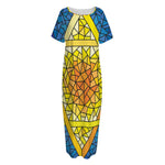 Stained Glass Star of David Print Short Sleeve Long Nightdress