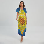 Stained Glass Star of David Print Short Sleeve Maxi Dress