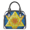 Stained Glass Star of David Print Shoulder Handbag