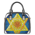 Stained Glass Star of David Print Shoulder Handbag