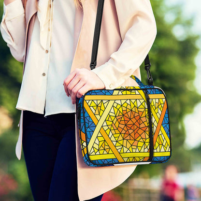 Stained Glass Star of David Print Shoulder Strap Bible Bag