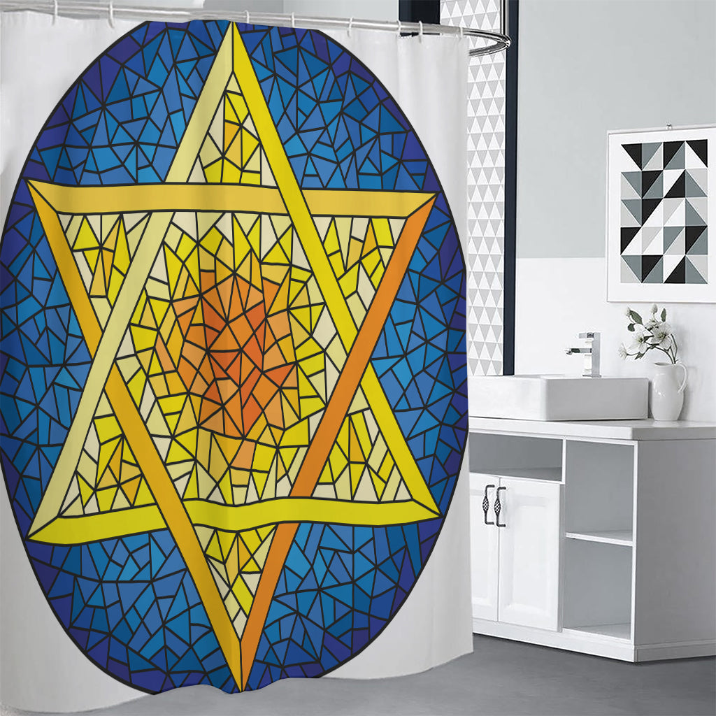 Stained Glass Star of David Print Shower Curtain
