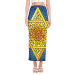 Stained Glass Star of David Print Side Slit Maxi Skirt