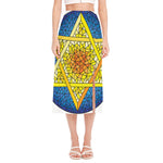 Stained Glass Star of David Print Side Slit Midi Skirt