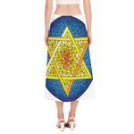 Stained Glass Star of David Print Side Slit Midi Skirt