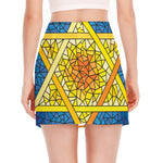 Stained Glass Star of David Print Side Slit Mini Skirt