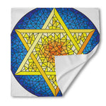 Stained Glass Star of David Print Silk Bandana