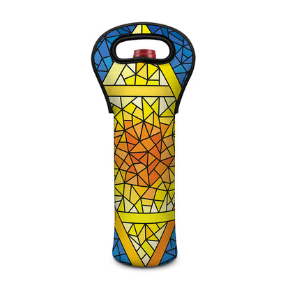 Stained Glass Star of David Print Single Neoprene Wine Tote