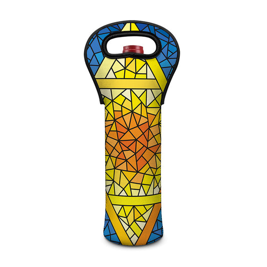 Stained Glass Star of David Print Single Neoprene Wine Tote