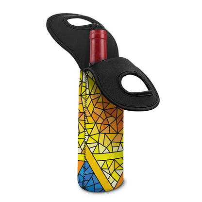 Stained Glass Star of David Print Single Neoprene Wine Tote