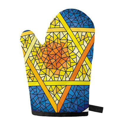 Stained Glass Star of David Print Single Oven Mitt