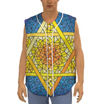 Stained Glass Star of David Print Sleeveless Baseball Jersey