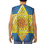 Stained Glass Star of David Print Sleeveless Baseball Jersey