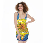 Stained Glass Star of David Print Sleeveless Bodycon Dress