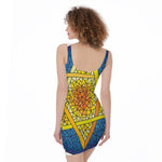 Stained Glass Star of David Print Sleeveless Bodycon Dress