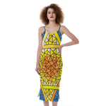 Stained Glass Star of David Print Slim Fit Midi Cami Dress