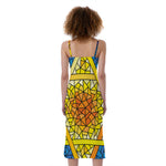 Stained Glass Star of David Print Slim Fit Midi Cami Dress