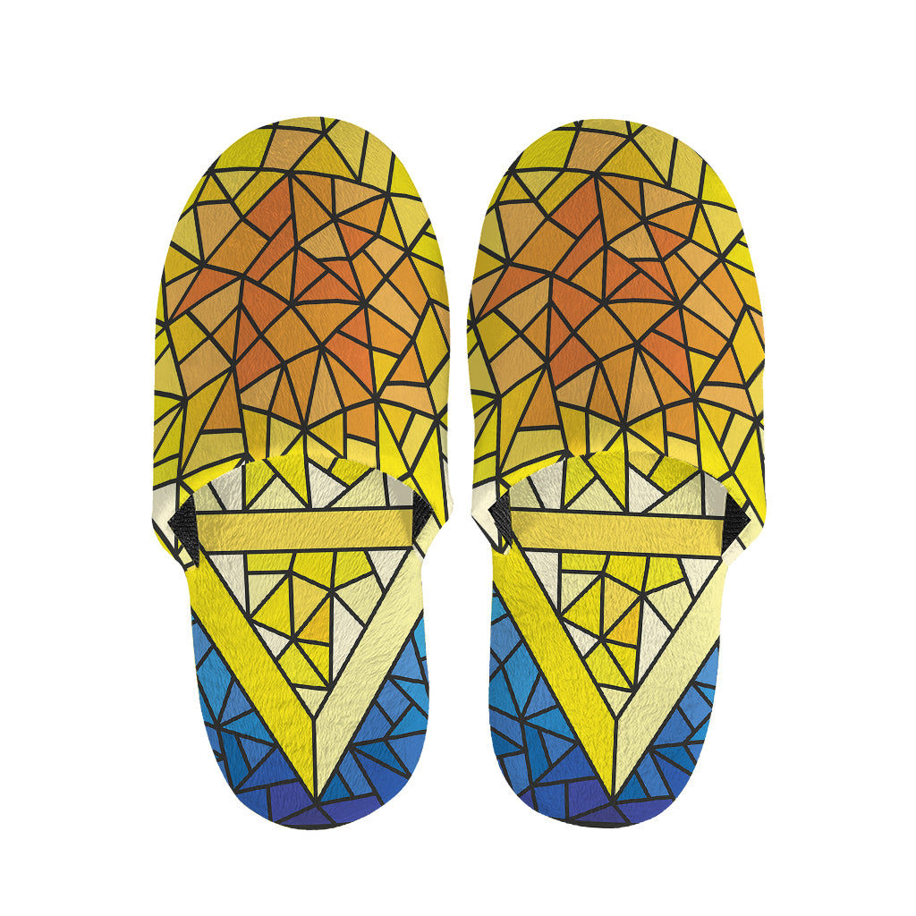 Stained Glass Star of David Print Slippers