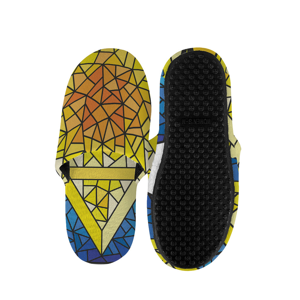 Stained Glass Star of David Print Slippers