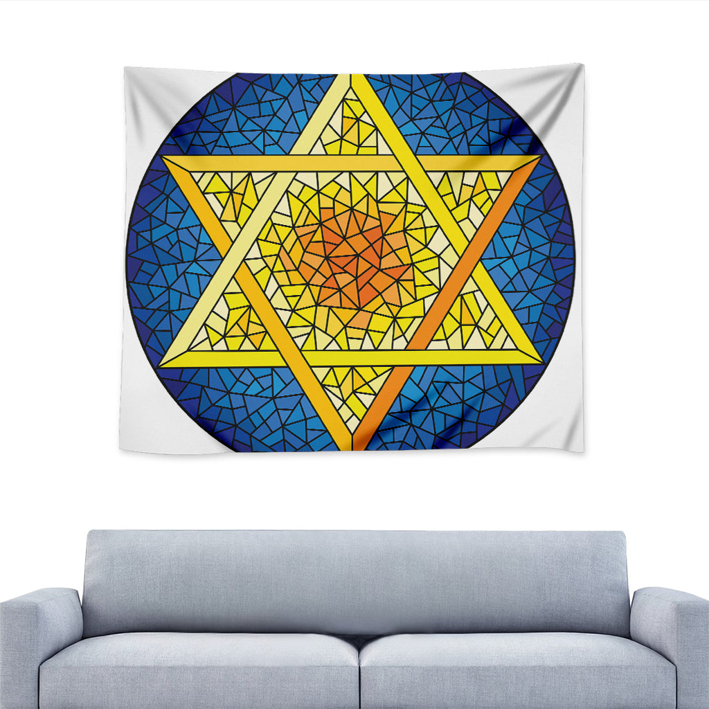Stained Glass Star of David Print Tapestry