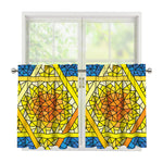 Stained Glass Star of David Print Tier Curtains