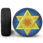 Stained Glass Star of David Print Tire Cover