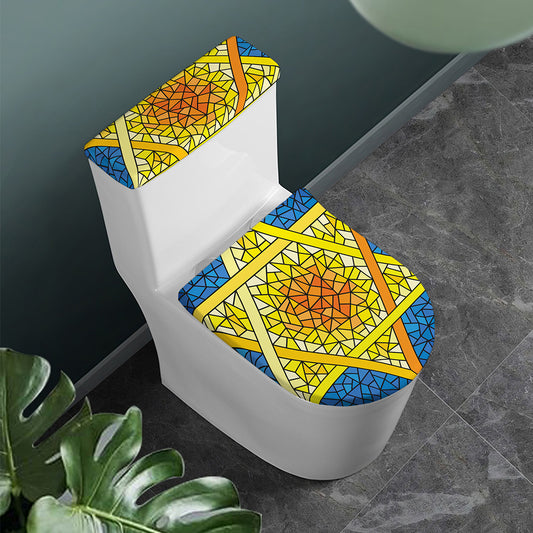 Stained Glass Star of David Print Toilet Lid And Tank Cover Set