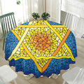 Stained Glass Star of David Print Waterproof Round Tablecloth